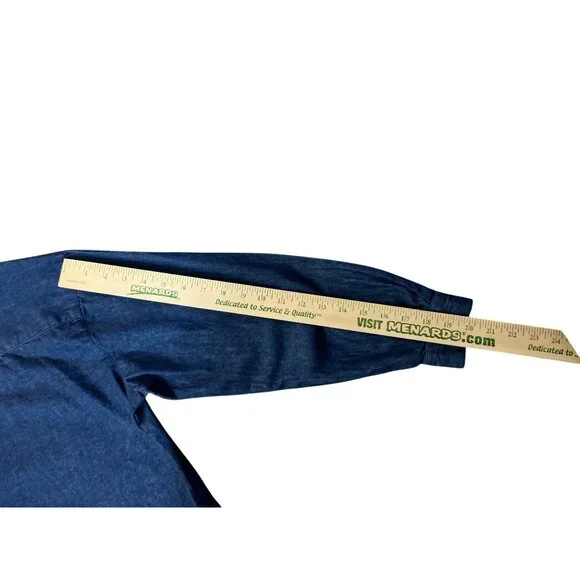 Vintage 90s Premier International Denim Blouse Womens M Removable Collar Pumpkin - Picture 11 of 16